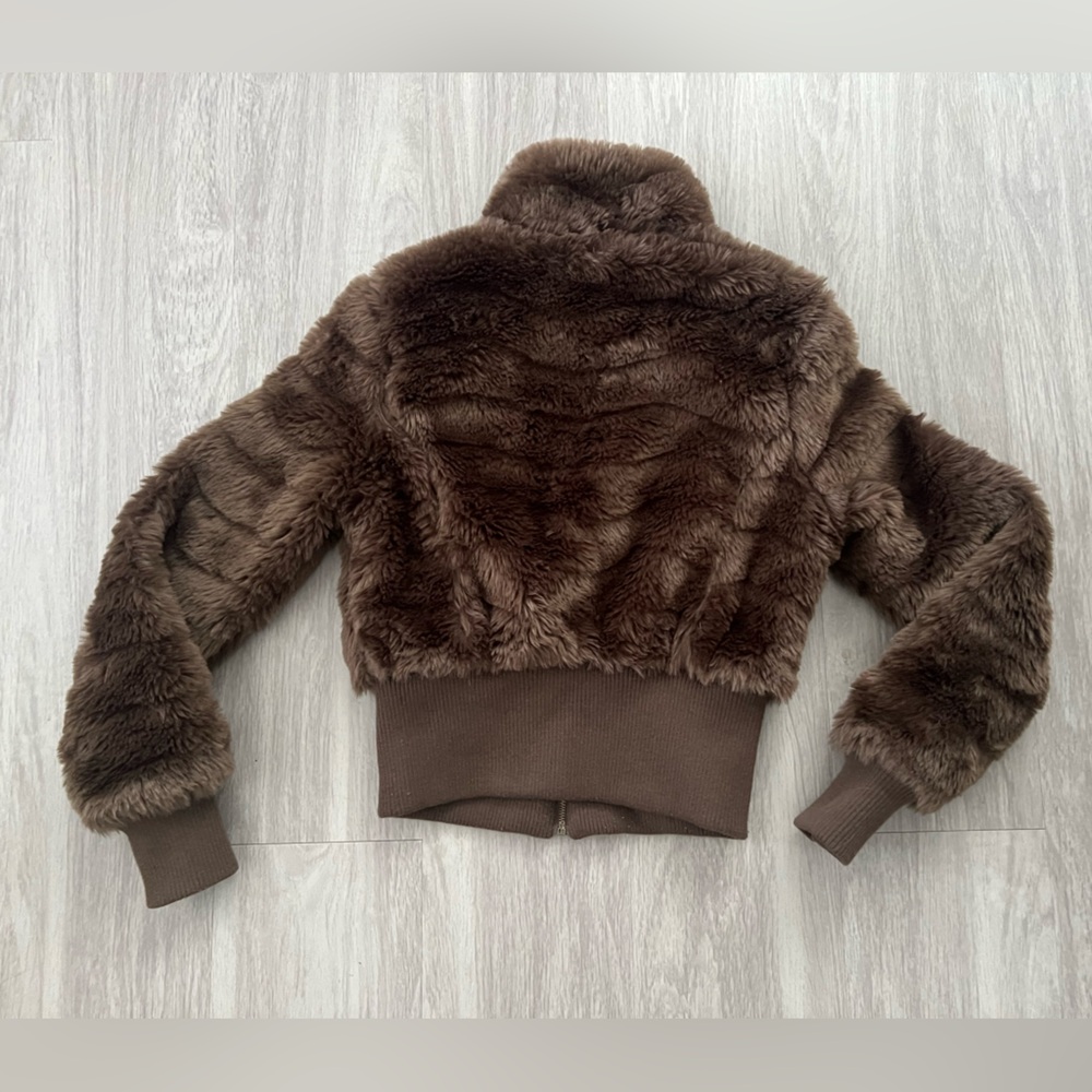 Jou Jou Brown Faux Fur Puffer Jacket medium - Picture 2 of 8